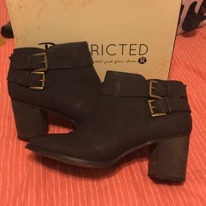 Black block heel booties